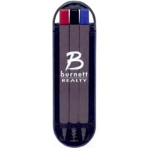 40 Working Days - Three White Pens With Black, Blue And Red Ink In Smoke Case