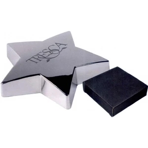 Shining Star - 7 Working Days - Metal Paper Weight With Felt Lined Bottom In The Shape Of A Star. Color: Silver