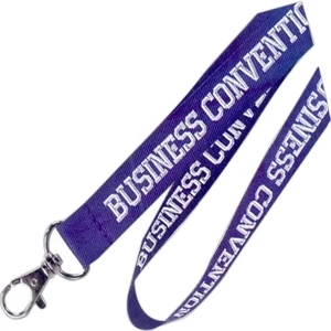 3/8" - One Color, One Side, Woven Logo Flat Polyester Lanyard In Standard Colors