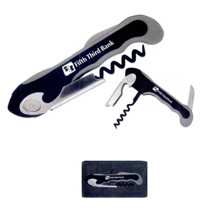 Ez Grip - 40 Working Days - Two Toned Rubber Grip Handle With Metal Corkscrew, Foil Trimmer And Bottle Opener