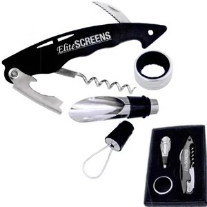 40 Working Days - Gift Set With Metal Corkscrew, Foil Cutter, Bottle Stopper/pourer, Drip Ring