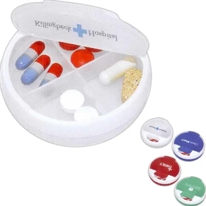40 Working Days - Pill Case With A Snap Lid And 4 Rotating Compartments. 4 Color Choices