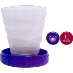 40 Working Days - 4 Oz. Collapsible Travel Cup. Pill Holder With Plastic Cover In Lid. Blue Or Red