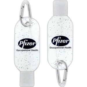 3 Working Days - Antibacterial Hand Sanitizer With Vitamin E Beads. Bottle Has Silver Carabiner Clip