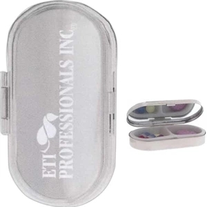 40 Working Days - Metal Pill Case With Two Compartments. Color: Silver. Laser Engraving Included