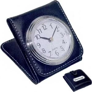 40 Working Days - Travel Clock With Silver Framed Analog Clock Face And Alarm Function. Black Case