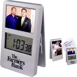 40 Working Days - Digital Clip Clock With 3 Photo Frames. Color: Silver