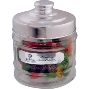 Clear, Glass Apothecary Jar With Snug-fit Lid And Chewy Sprees. Print On Both