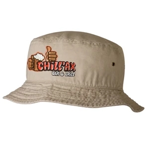 1100 Series - Black - Laundered 3-panel Chino Twill Bucket Cap With Two Metal Eyelets Per Side