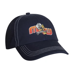 1600 Series - Black-white - Contrast Stitched Laundered Chino Twill Fashion Cap With 6-sewn Eyelets
