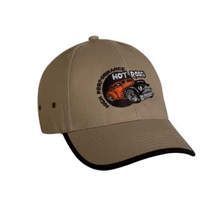 5000 Series - Black-red - 6-panel Brushed Cotton Twill Baseball Cap With Contrast Wrapped Visor