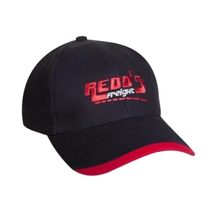 7500 Series - Black-red - 6-panel Brushed Cotton Twill Baseball Cap With Contrasting Wave Visor