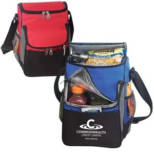 600d Polyester Cooler With An Insulated Top Compartment. It Has Lead-free Foil Liner