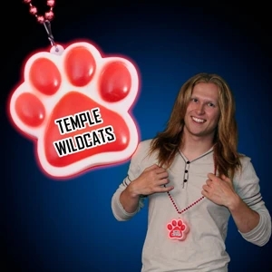 Paw Print Charm With Logo Imprint With 3 Light Settings And Beaded Necklace, 5 Day