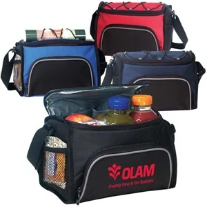 600d Polyester Cooler Bag With Vinyl Backing. It Has Top Zippered Main Compartment