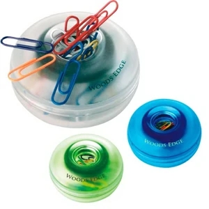 Translucent Magnetic Dispenser For Paper Clips, 30 Colorful Paper Clips Included