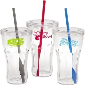 20 Oz. Acrylic Single Wall Soda Fountain Tumbler/mug With Lid And Straw