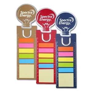 Recycled Paper Lightbulb Bookmark With Sticky Notes And Double-sided Ruler