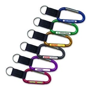 3" Carabiner With Strap And Key Ring With Full Color Imprint And Acrylic Dome