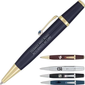 Monaco (tm) - Twist Action Pen With Clip, Classy And Petite With A Decorative Gem On The Clip
