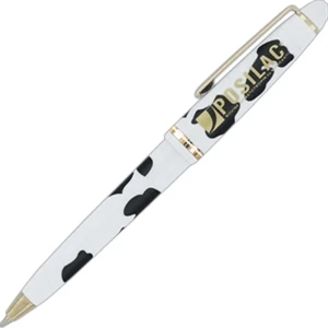Barona - Cow Print Retractable Ballpoint Pen With Quick Push Action And Parker Type Refill