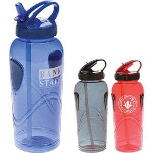 Tempure - 33 Oz. Sport Bottle With A Retractable Fold-out Sipper Straw And Rubber Pads