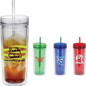 Durango - Slim, 16oz Double Wall Acrylic Tumbler With A Straw And High-walled Rim
