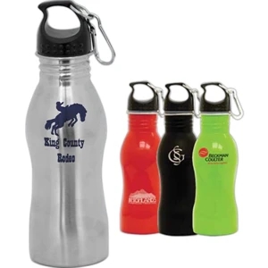 Curve - Bpa Free, 19 Oz. Steel Curve Water Bottle With Screw-on Stopper With Carabiner