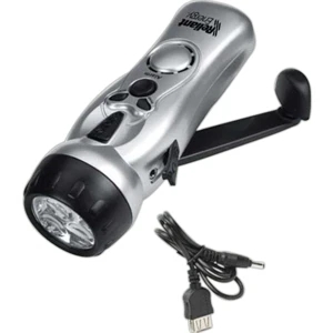 Radio With Flashlight And Phone Charger, Hand Crank Powers Radio, Light And Charger