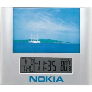 Picture Frame Lcd Clock With Day And Temperature Display. 4" X 6" Picture Frame