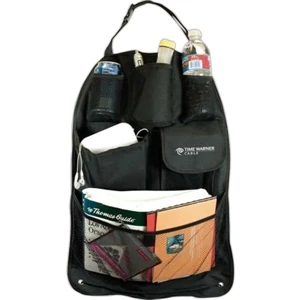 Car Seat Organizer Has 2 Mesh Pockets, 2 Solid Pockets And 1 Large Mesh Compartment