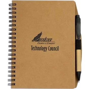 Recycled Notebook With 80 Pages Of 5" X 7" Paper And Recycled Paper Barrel Pen