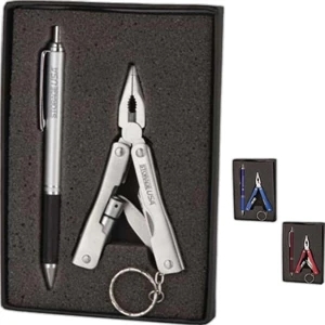 Pocket Tool/pen Set With Multi-function Pocket Tool And Retractable Ballpoint Pen