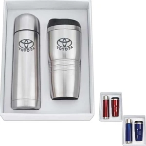 Stainless Steel 16 Oz. Tumbler And Double Wall 16.5 Oz. Thermos Set In A Gift Box