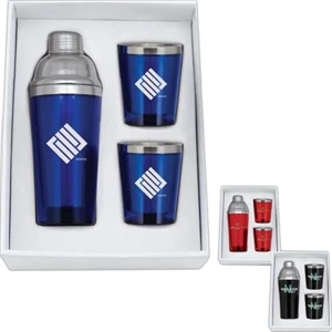 Stainless Steel And Acrylic Cocktail Shaker With Matching Cocktail Tumblers