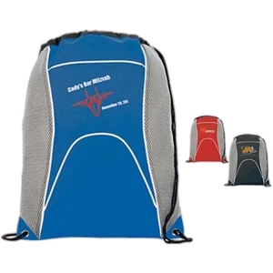 Tour - Polyester Cinch Pack With Side Mesh Panels For Ventilation, Bag Measures 14" X 17"