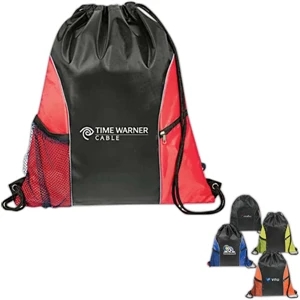 Aero - Drawstring Sports Bag, 420 Denier Nylon With Reflective Silver Piping Accents