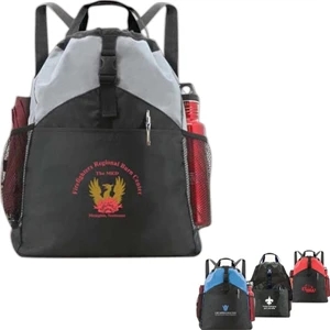 Angle Line - Drawstring Backpack With Extra Pockets And Two Top Carrying Straps