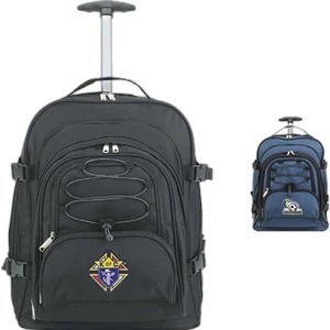 Easytravel - Polyester Rolling Backpack With Telescopic Handle And Detachable Front Day Pack