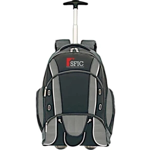 Nickle - Flannel Twill Polyester Wheeled Backpack, 14"w X 18 1/2"h X 8"d