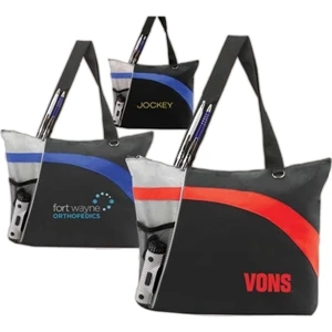 Cascade (tm) - Polyester Travel Tote With Reflective Panel And Colorful Swatch, 17-1/2" X 13" X 4"