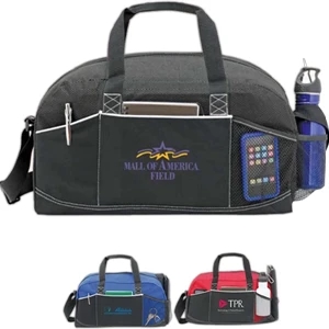 Action - Polyester Duffle Bag With Handle And Adjustable Shoulder Strap, 18"w X 9"h X 8"d