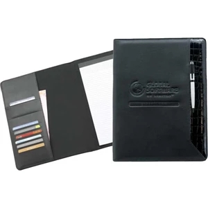 Caiman - Simulated Leather Padfolio With Pockets For Cards/flyers And 8-1/2" X 11" Memo Pad