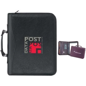 Executive Simulated Leather Three Ring Portfolio With Calculator And Writing Pad