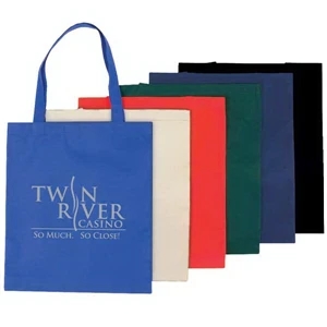 100% Recyclable And Reusable Economy Non-woven Tote Bag With Dual Reinforced 16" Han