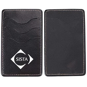 Leatherette Business Card Holder With A Clear Pocket And 3 Business Card Slots