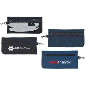 Polyester Accessories Pouch With Main Zippered Mesh Pocket, A Zippered Front Pocket