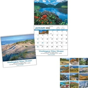 Scenic America (r) - Full-color Pad Spiral Bound 13-month Calendar With Black Ad