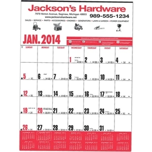 Yearly Record (tm) - Red Business Calendar With 13-month Top Sheet And Black Ad
