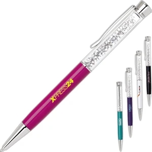 Tip Twist Action Brass Ballpoint Pen Featuring Beautiful Crystal Insert
